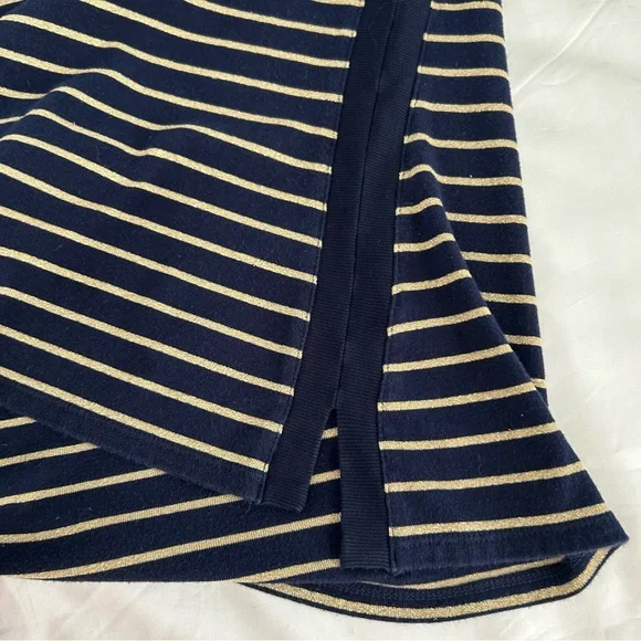 Lauren Ralph Lauren Navy and Gold Striped Long Sleeve Top PM - Picture 10 of 14